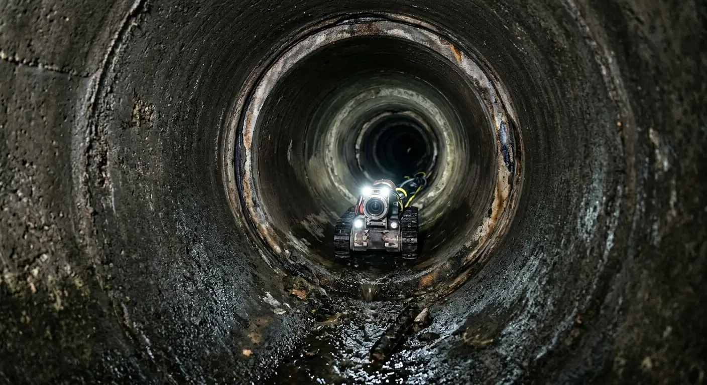Robotic sewer camera inspecting pipe interior for Sewer Line Repair in West Rockhill